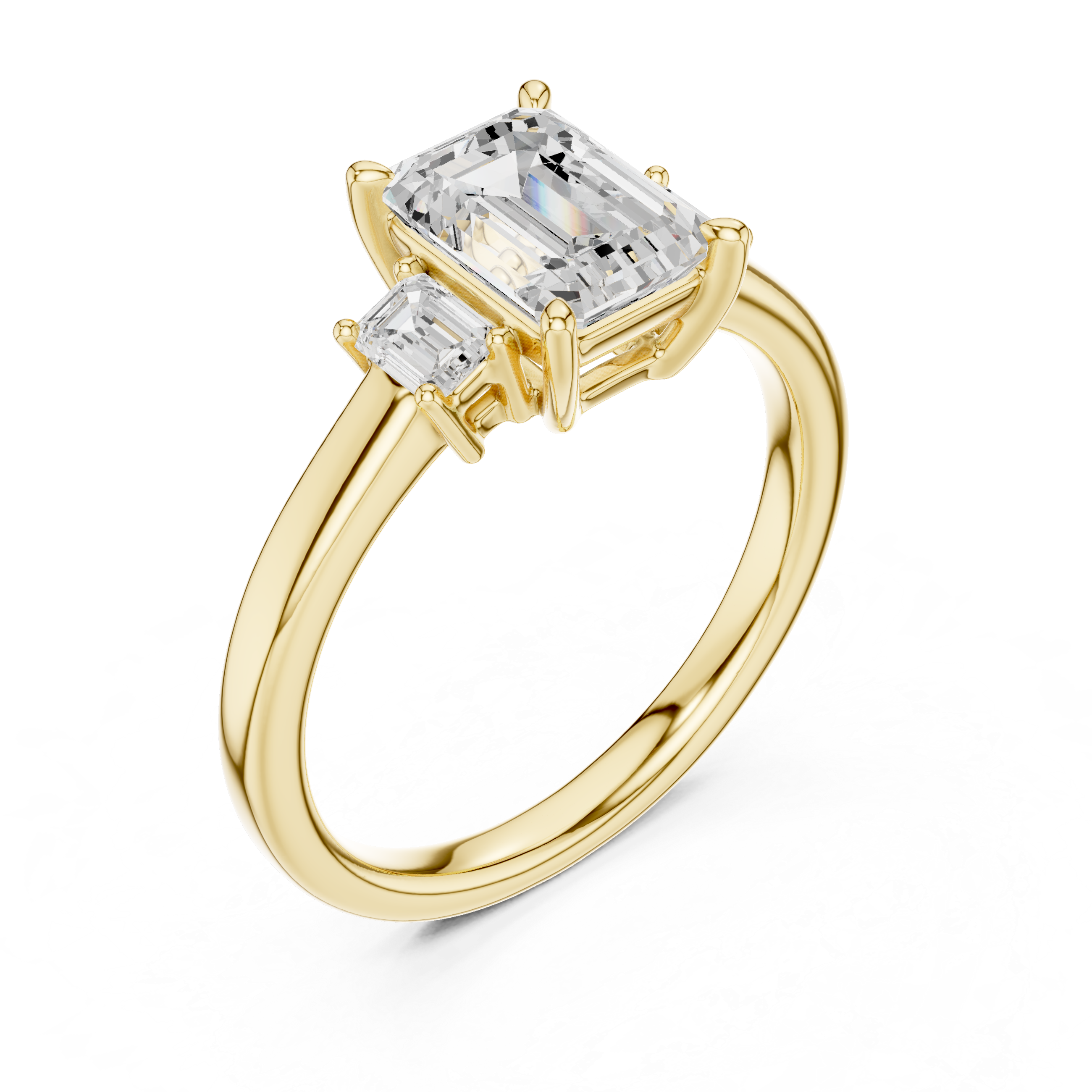 Classic Emerald Cut Three Stone Ring | Sophisticated Diamond Engagement