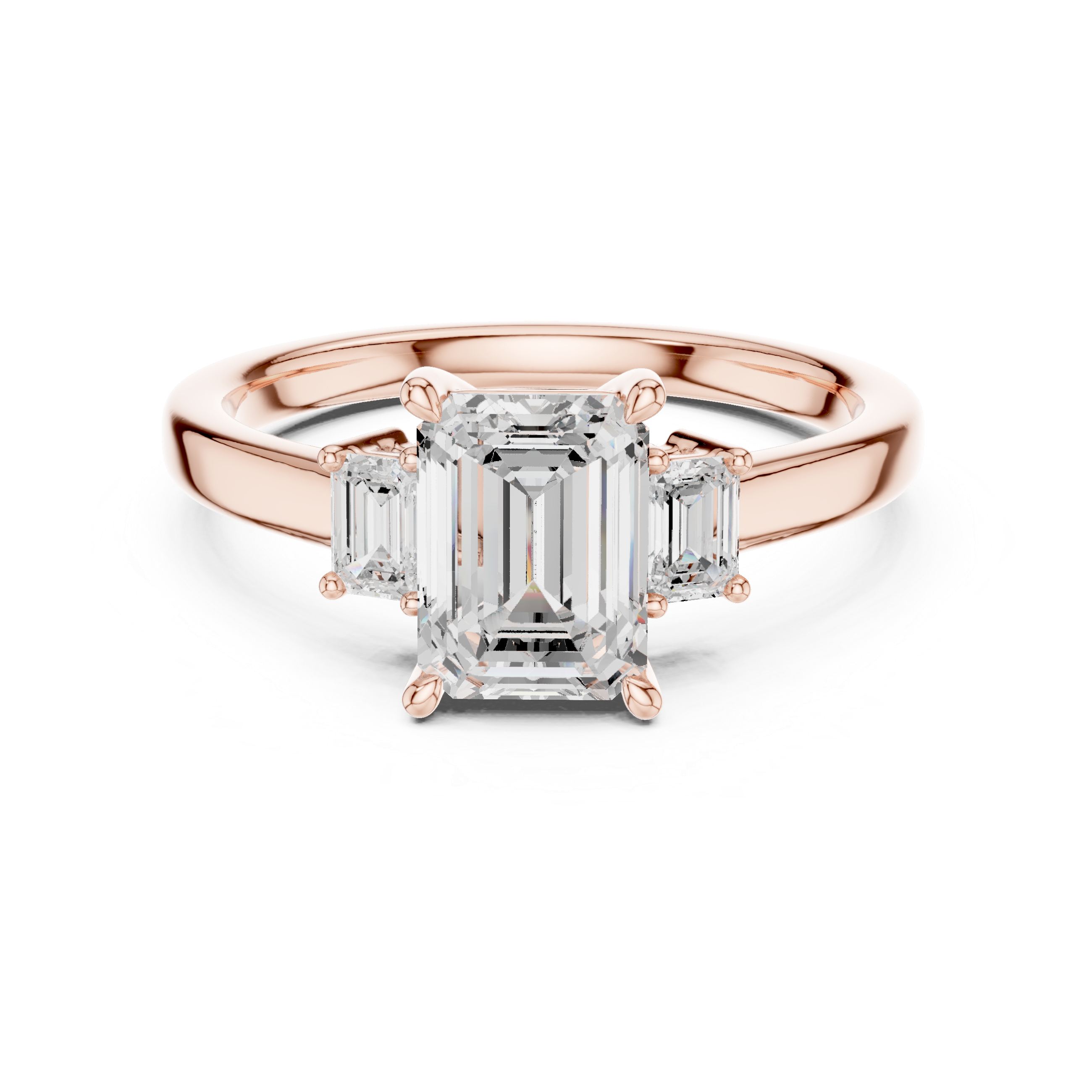 Classic Emerald Cut Three Stone Ring | Sophisticated Diamond Engagement