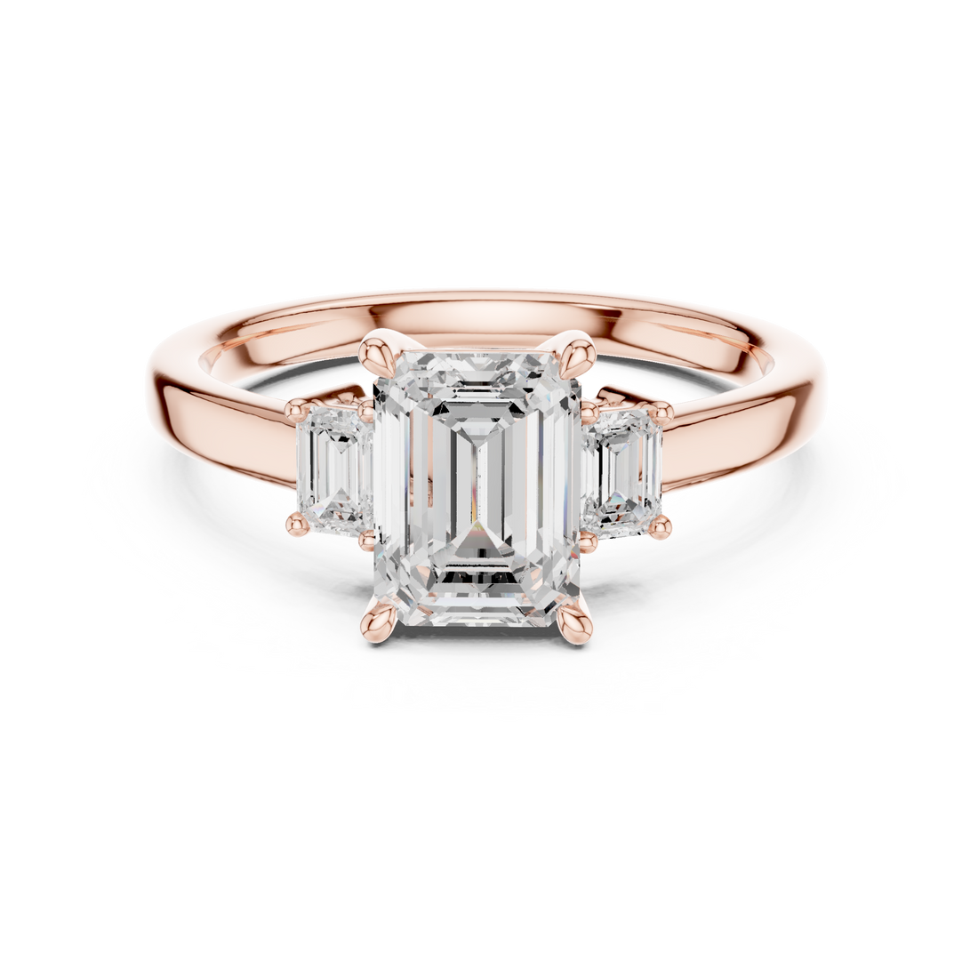 Classic Emerald Cut Three Stone Ring | Sophisticated Diamond Engagement