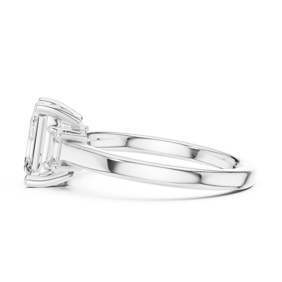 Classic Emerald Cut Three Stone Ring | Sophisticated Diamond Engagement