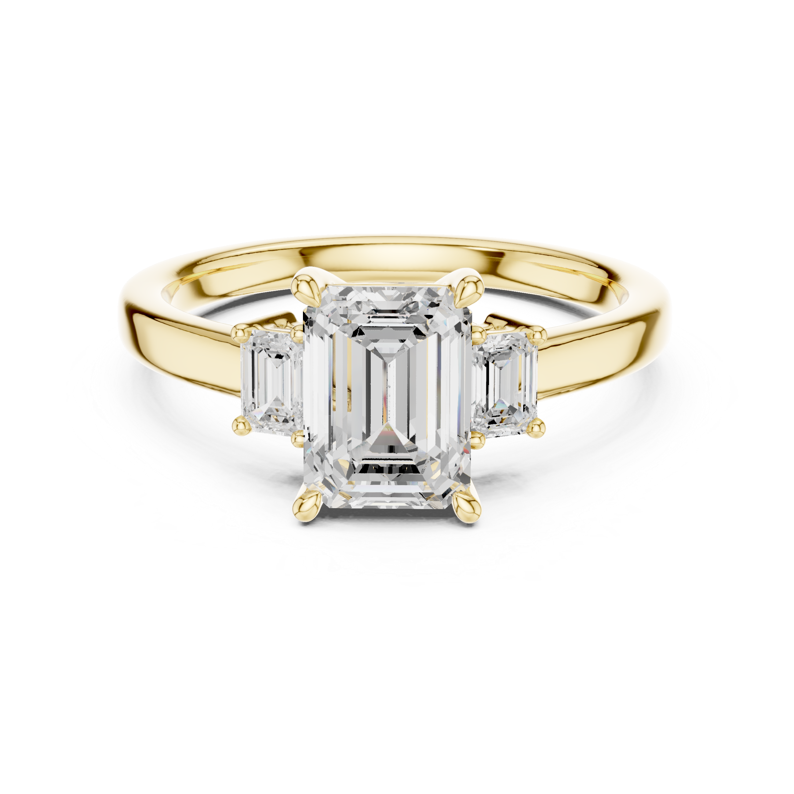 Classic Emerald Cut Three Stone Ring | Sophisticated Diamond Engagement