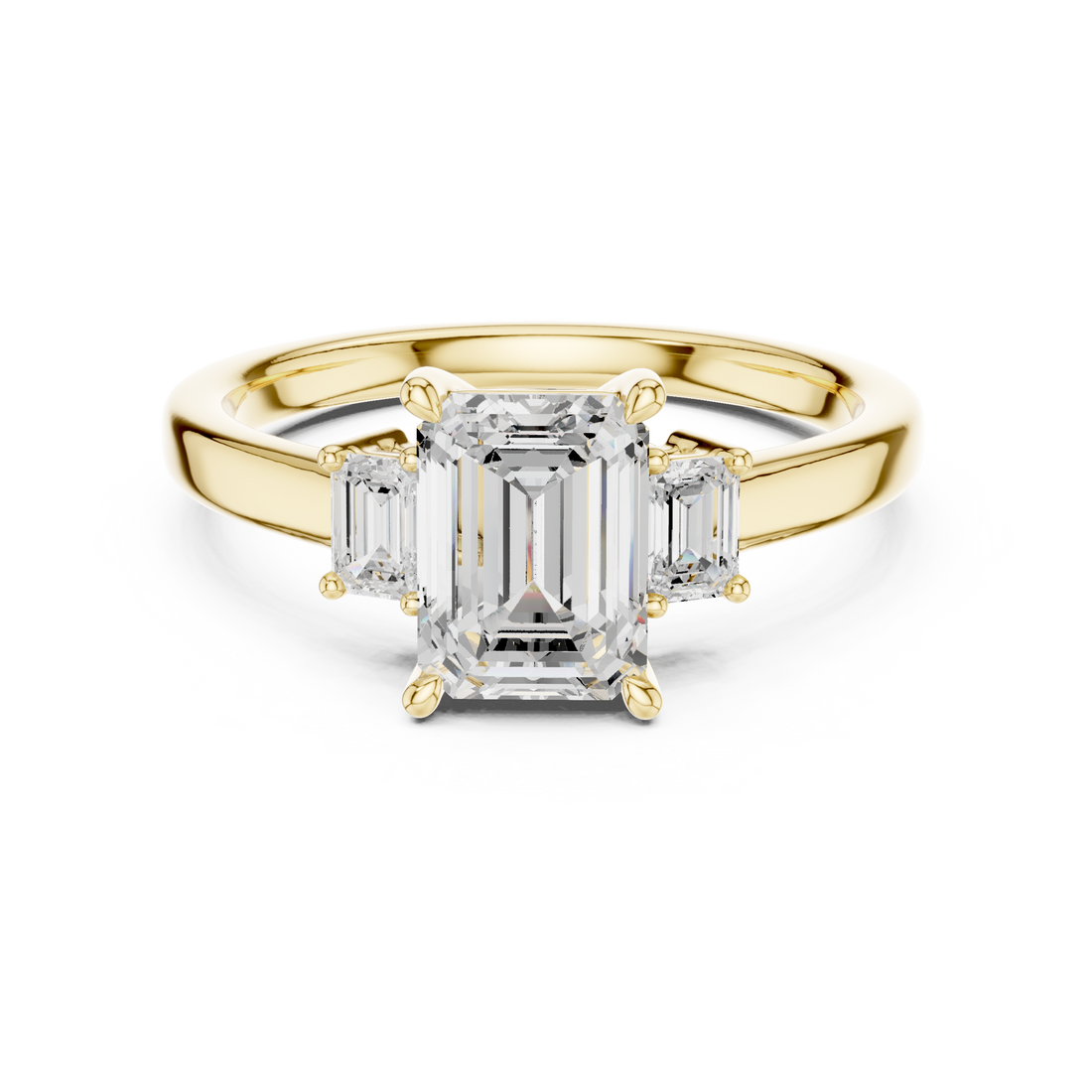 Classic Emerald Cut Three Stone Ring | Sophisticated Diamond Engagement