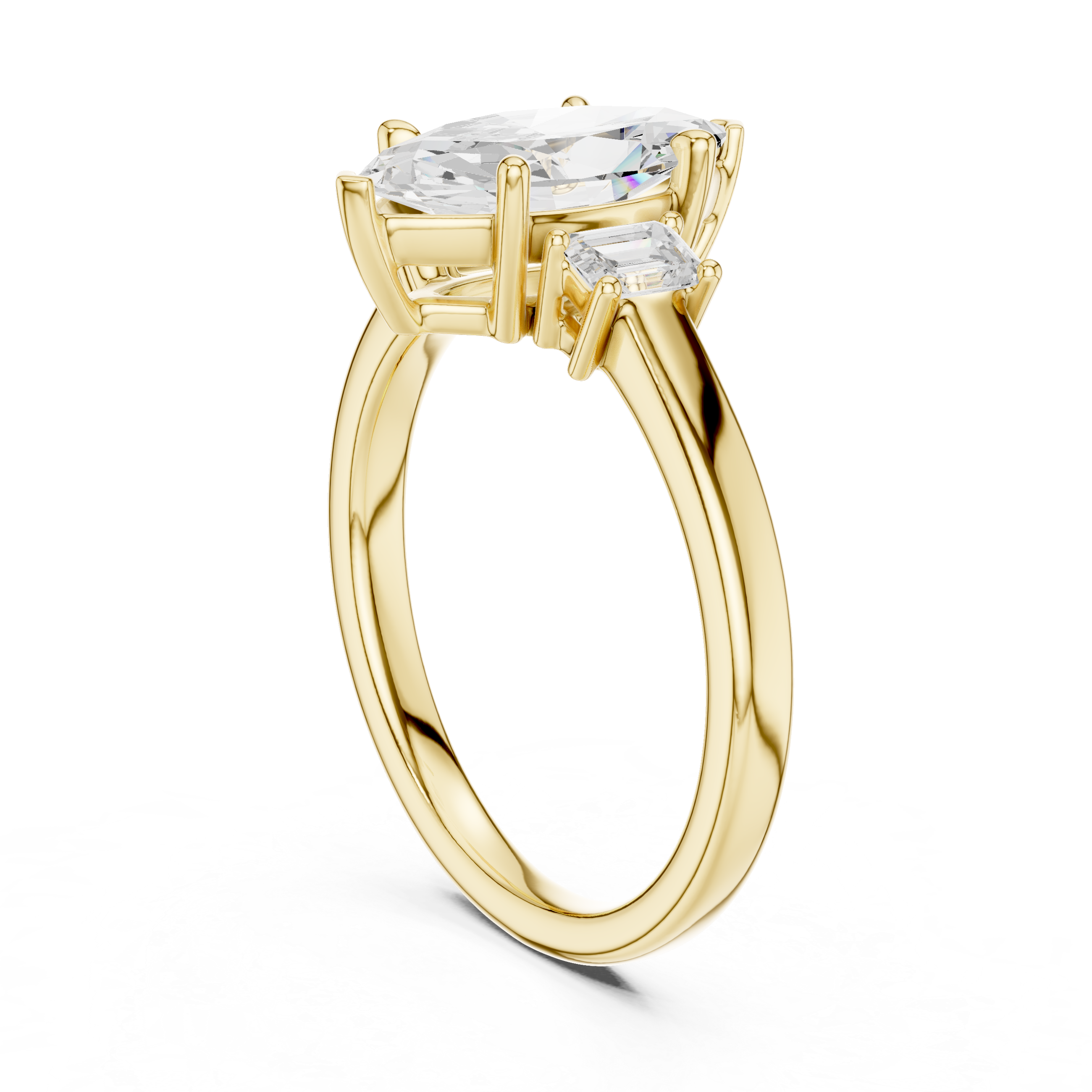 Refined Marquise Cut Diamond Ring | Elegant Three Stone Setting