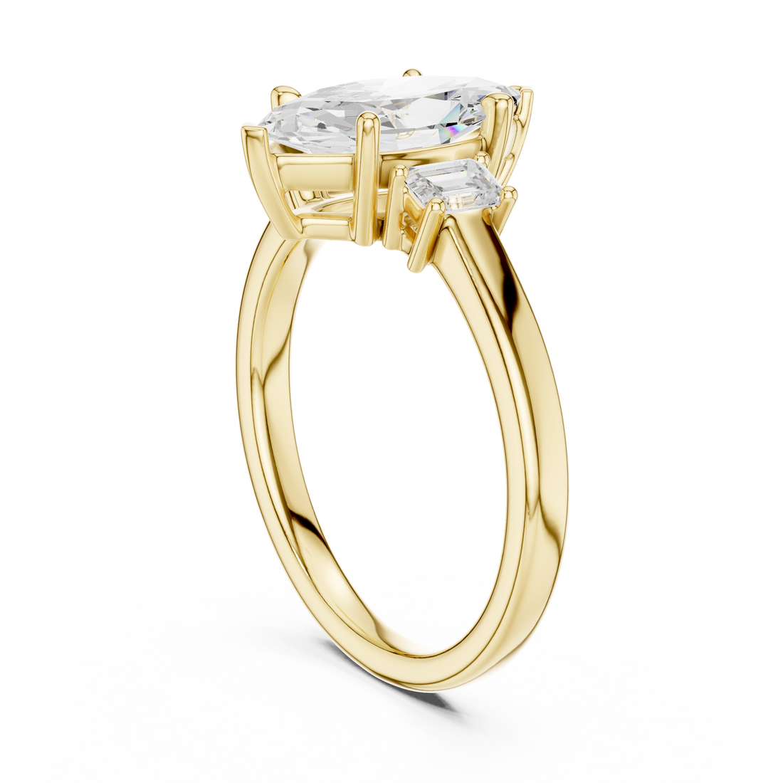 Refined Marquise Cut Diamond Ring | Elegant Three Stone Setting
