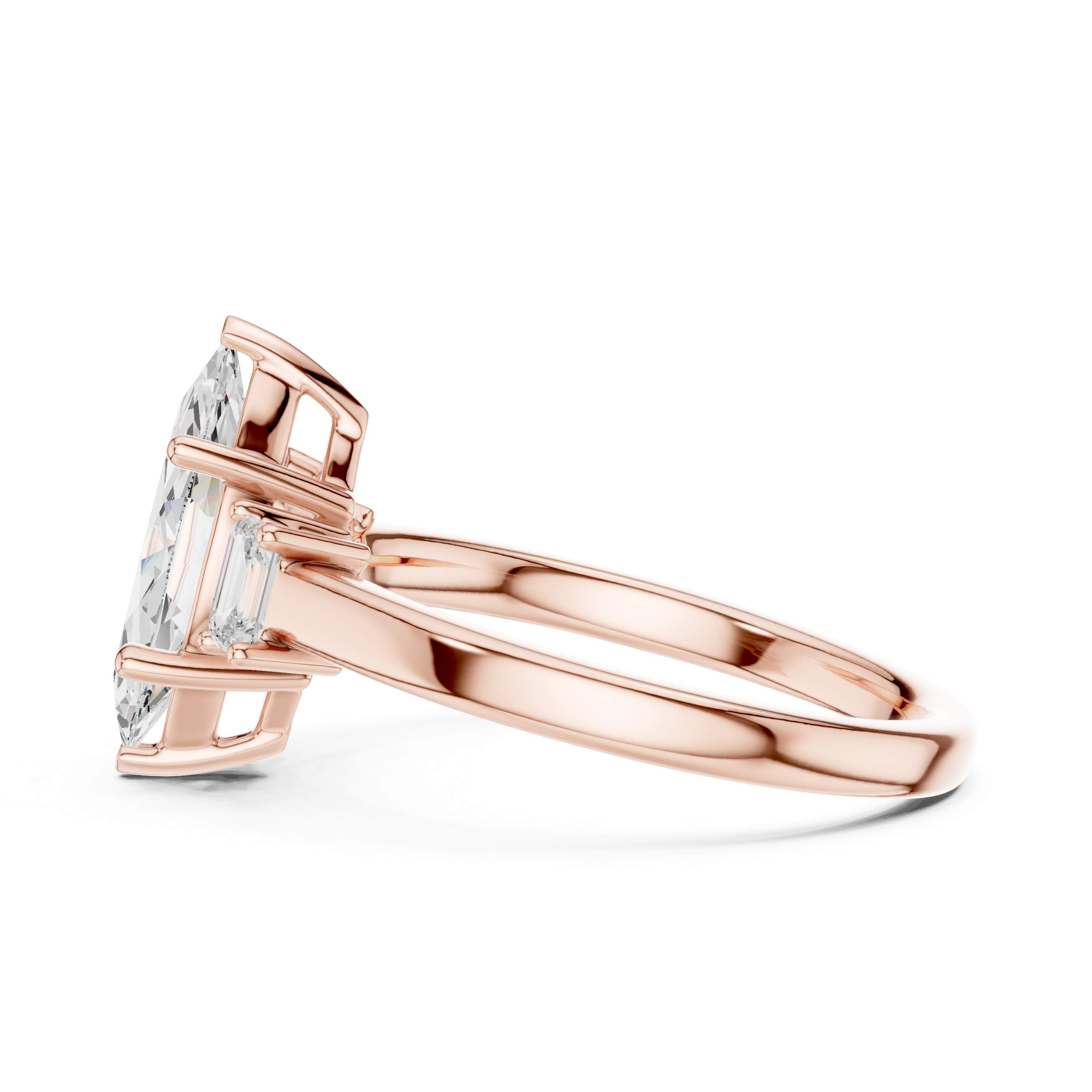 Refined Marquise Cut Diamond Ring | Elegant Three Stone Setting