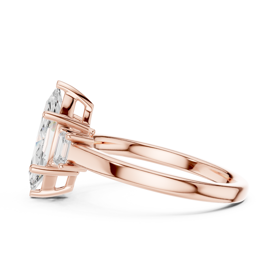 Refined Marquise Cut Diamond Ring | Elegant Three Stone Setting