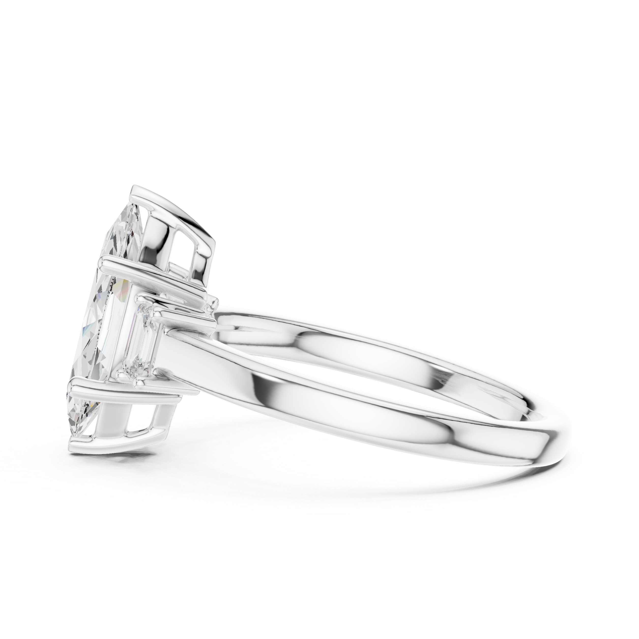 Refined Marquise Cut Diamond Ring | Elegant Three Stone Setting