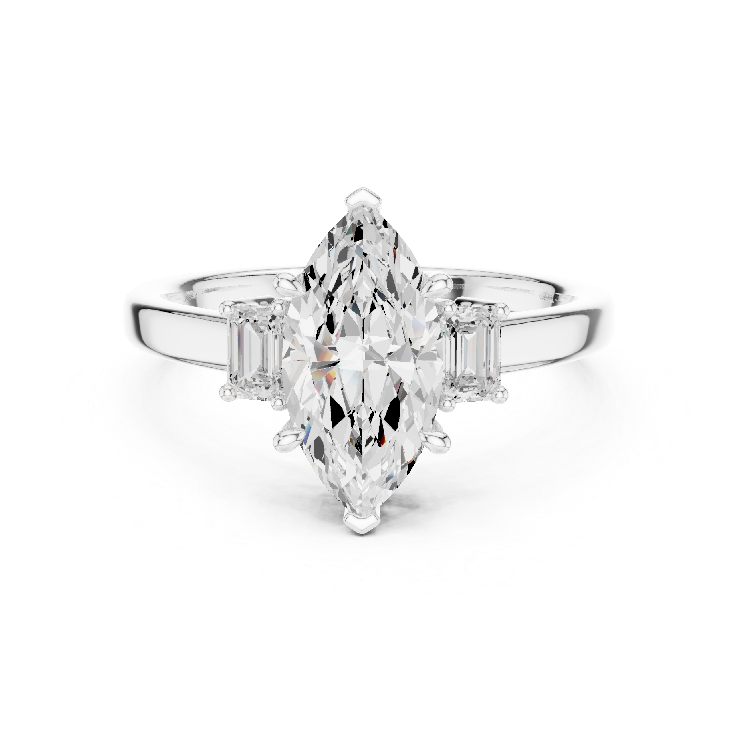 Refined Marquise Cut Diamond Ring | Elegant Three Stone Setting