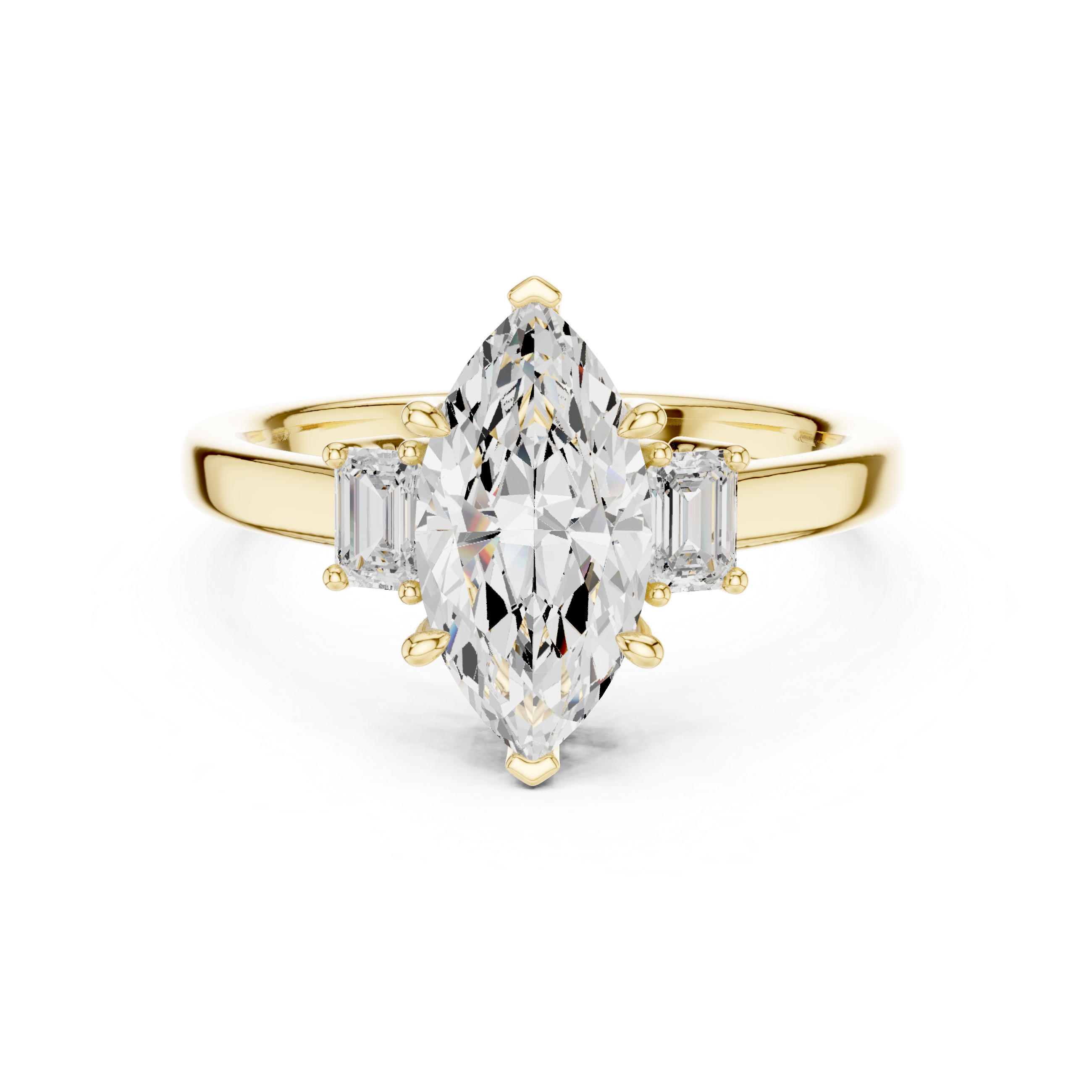 Refined Marquise Cut Diamond Ring | Elegant Three Stone Setting