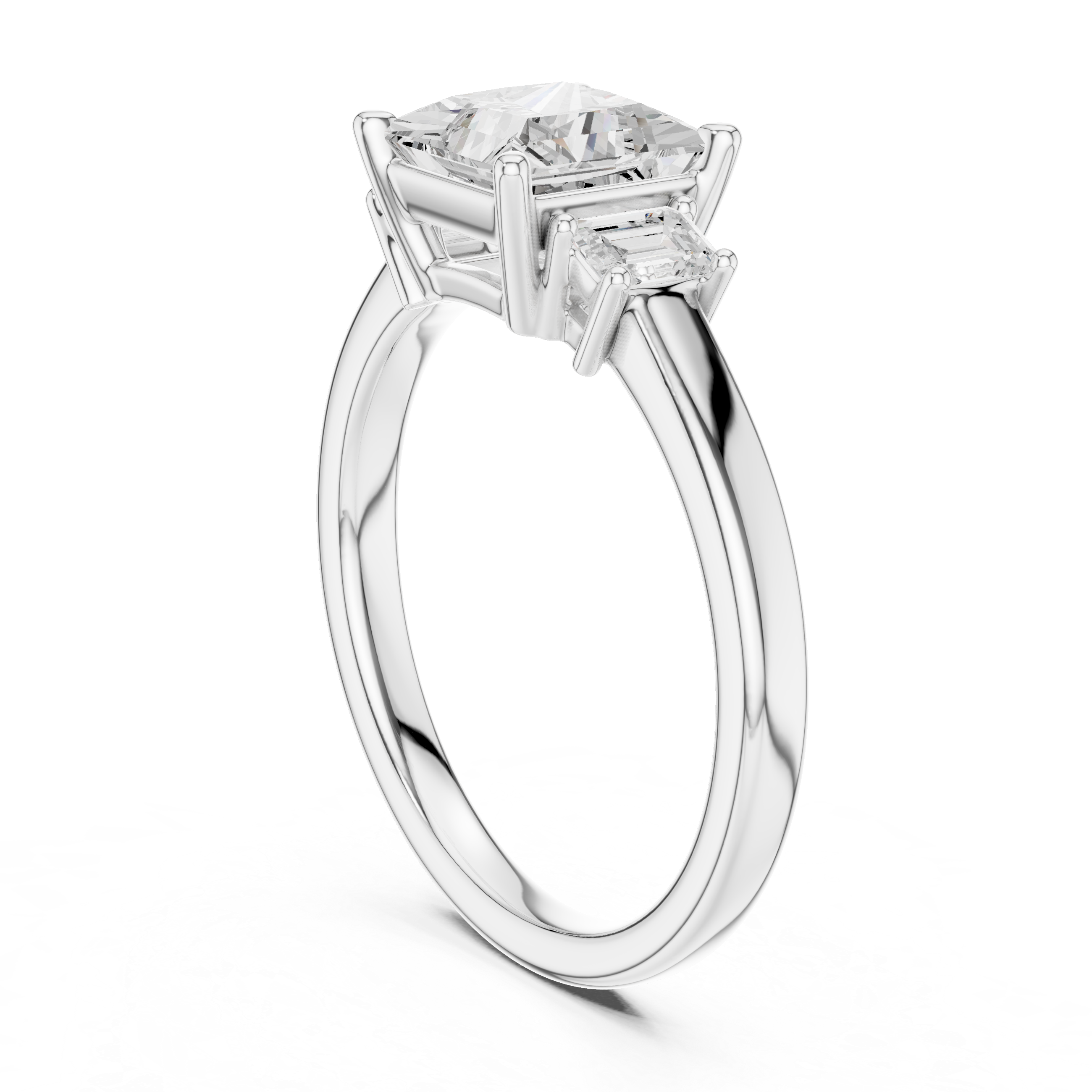Elite Princess Cut Ring | Balanced Three Stone Brilliance