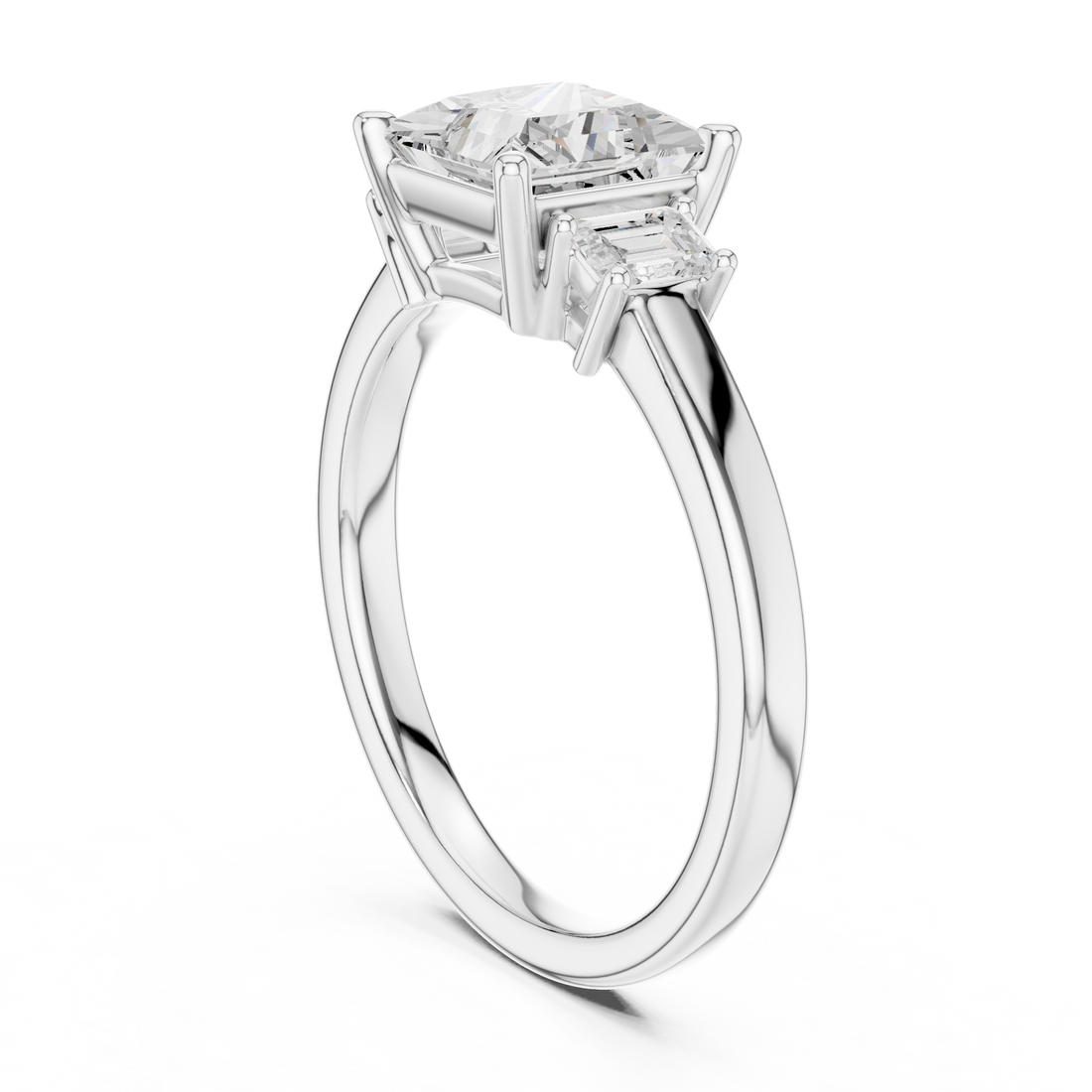 Elite Princess Cut Ring | Balanced Three Stone Brilliance