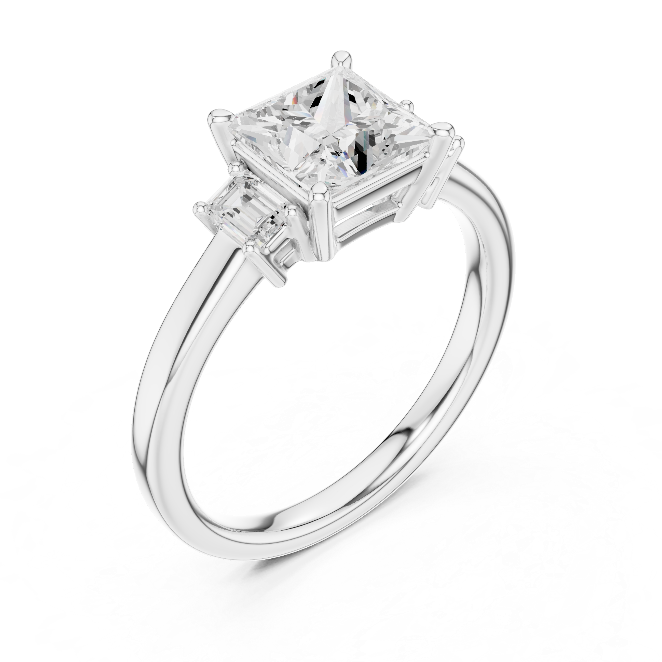 Elite Princess Cut Ring | Balanced Three Stone Brilliance