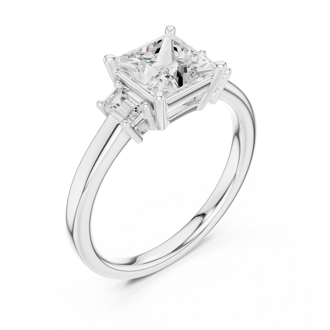 Elite Princess Cut Ring | Balanced Three Stone Brilliance