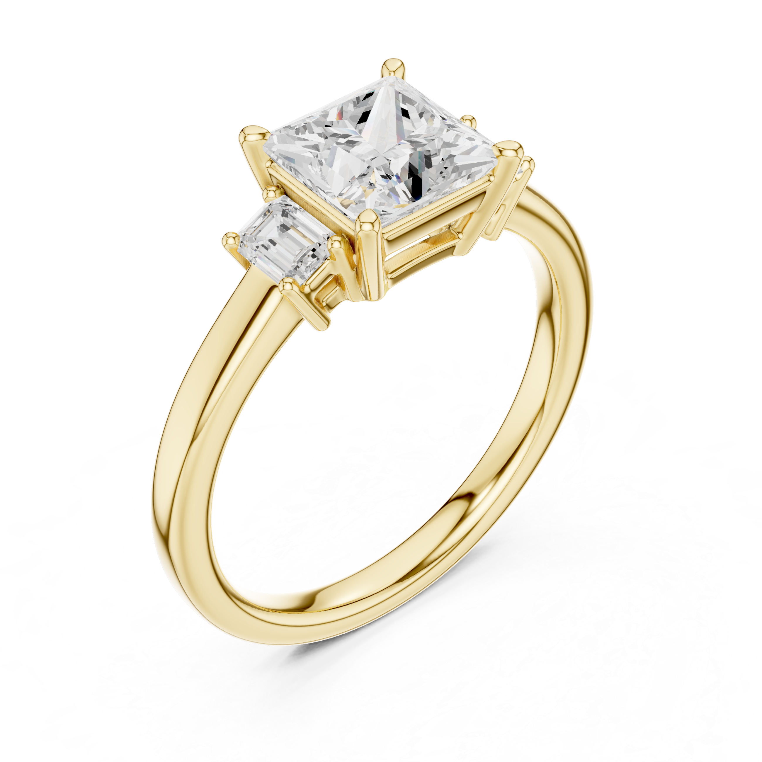 Elite Princess Cut Ring | Balanced Three Stone Brilliance