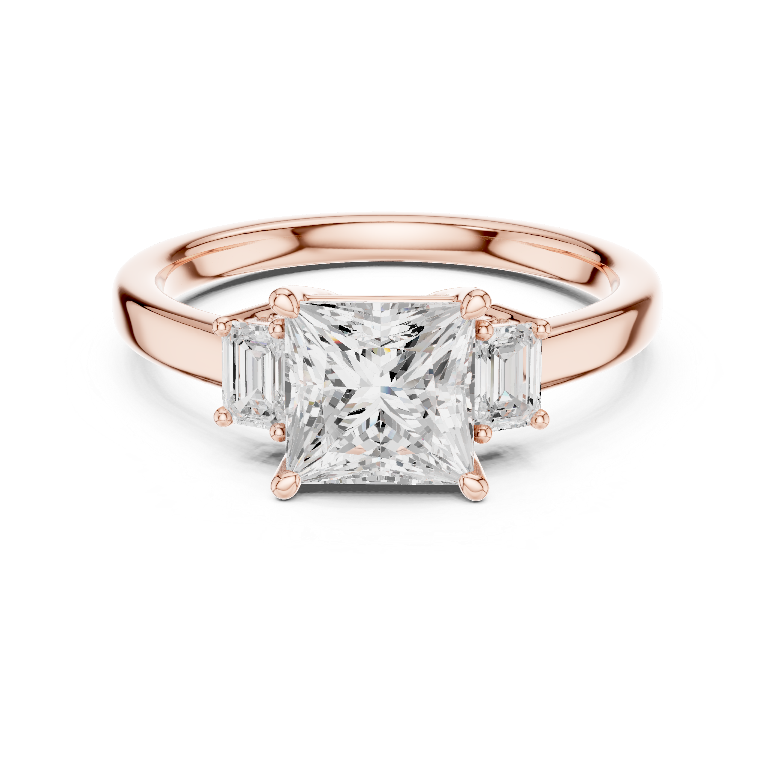 Elite Princess Cut Ring | Balanced Three Stone Brilliance