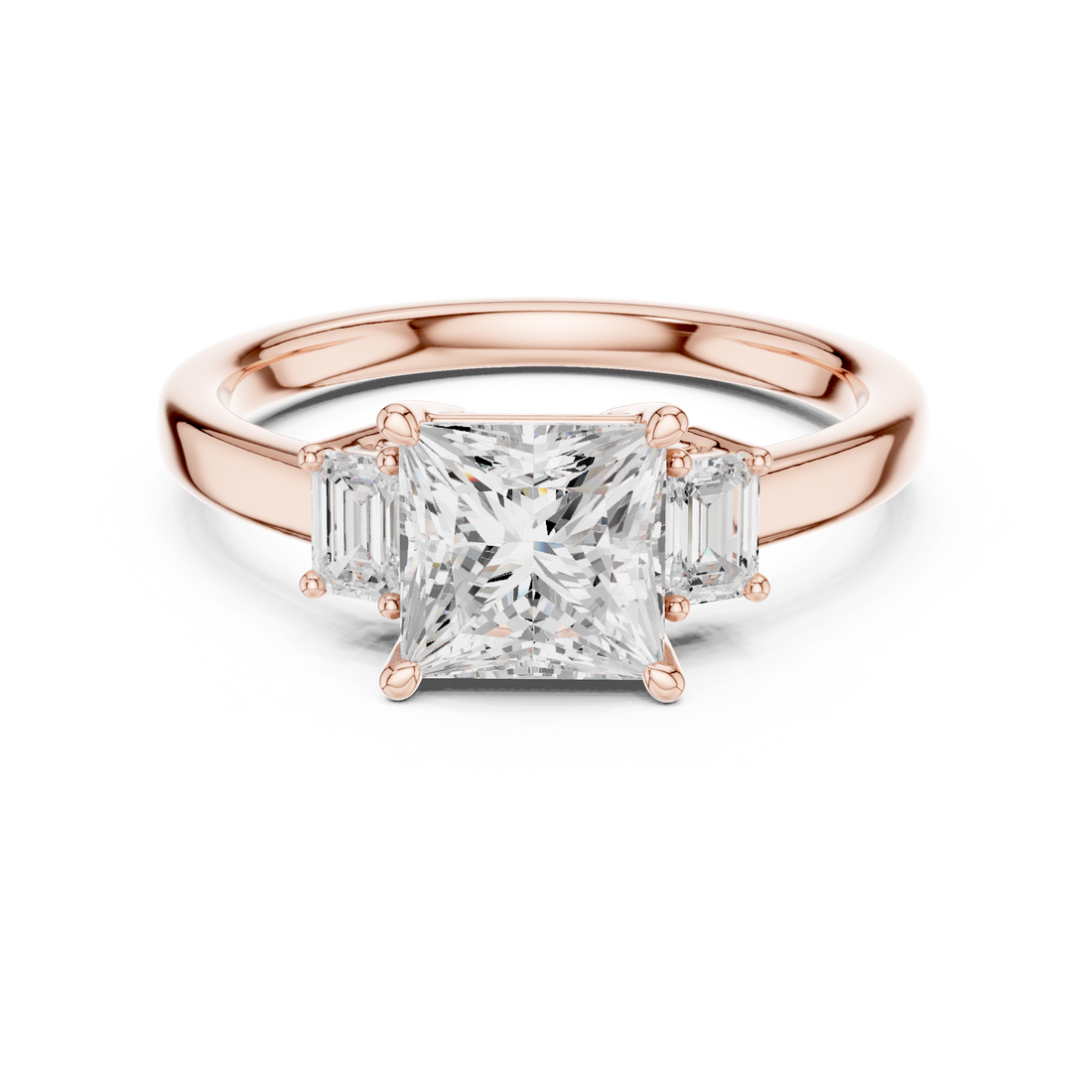 Elite Princess Cut Ring | Balanced Three Stone Brilliance