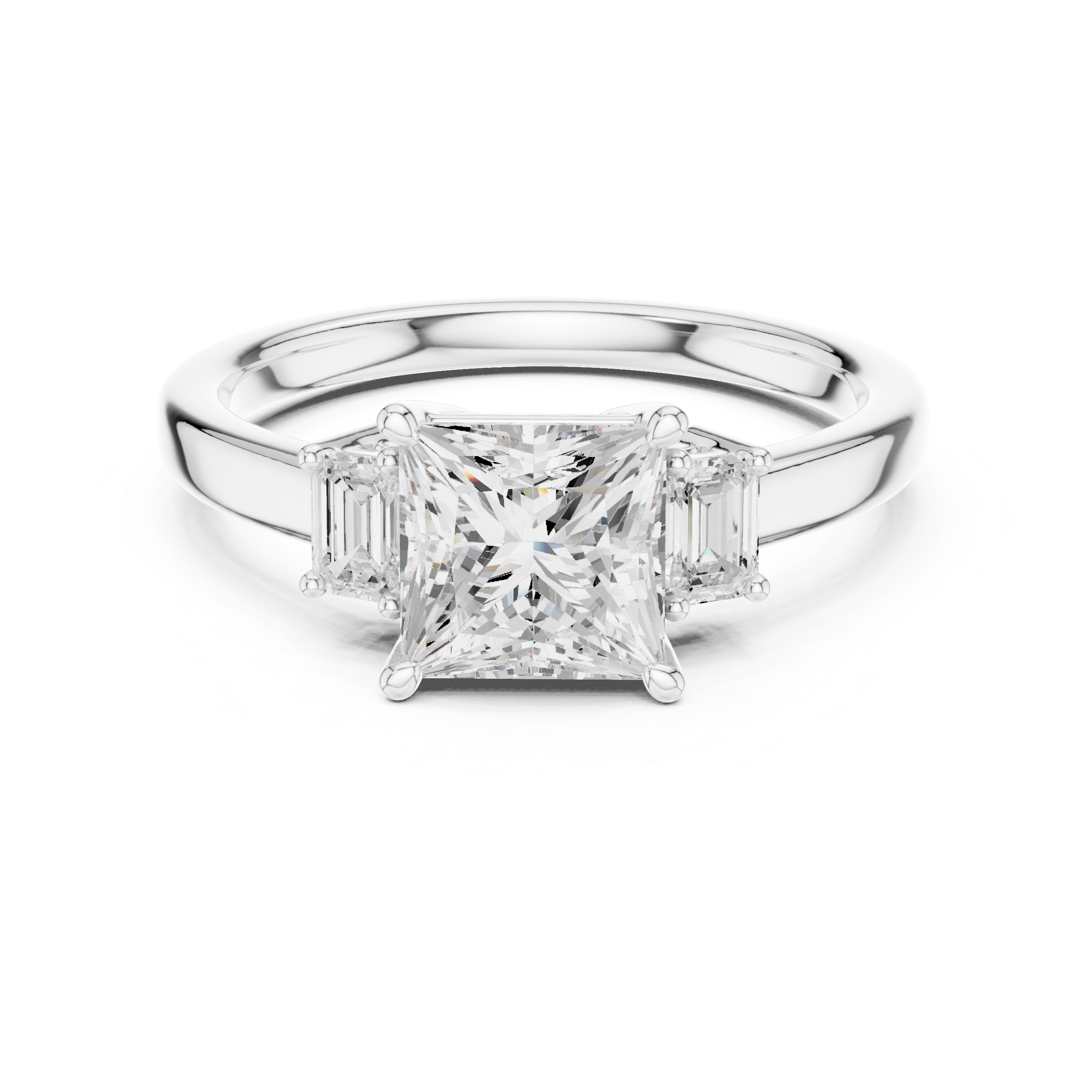 Elite Princess Cut Ring | Balanced Three Stone Brilliance