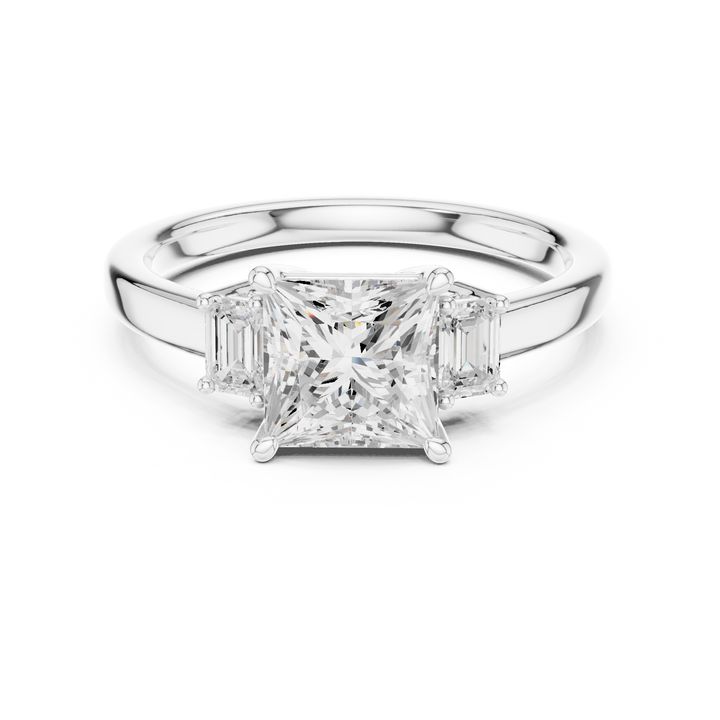 Elite Princess Cut Ring | Balanced Three Stone Brilliance