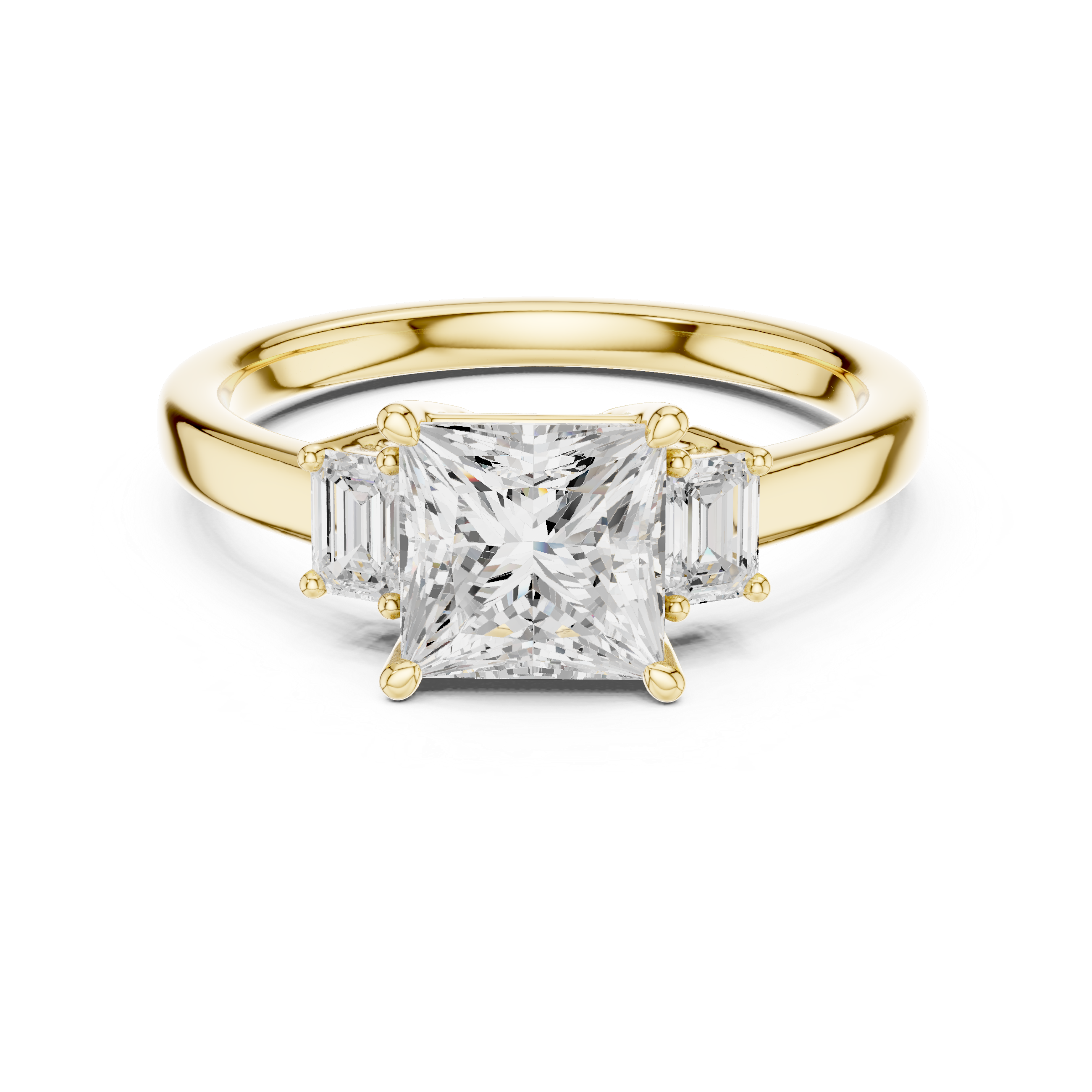 Elite Princess Cut Ring | Balanced Three Stone Brilliance