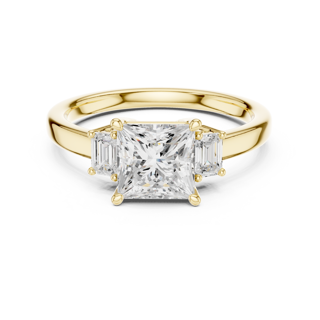 Elite Princess Cut Ring | Balanced Three Stone Brilliance