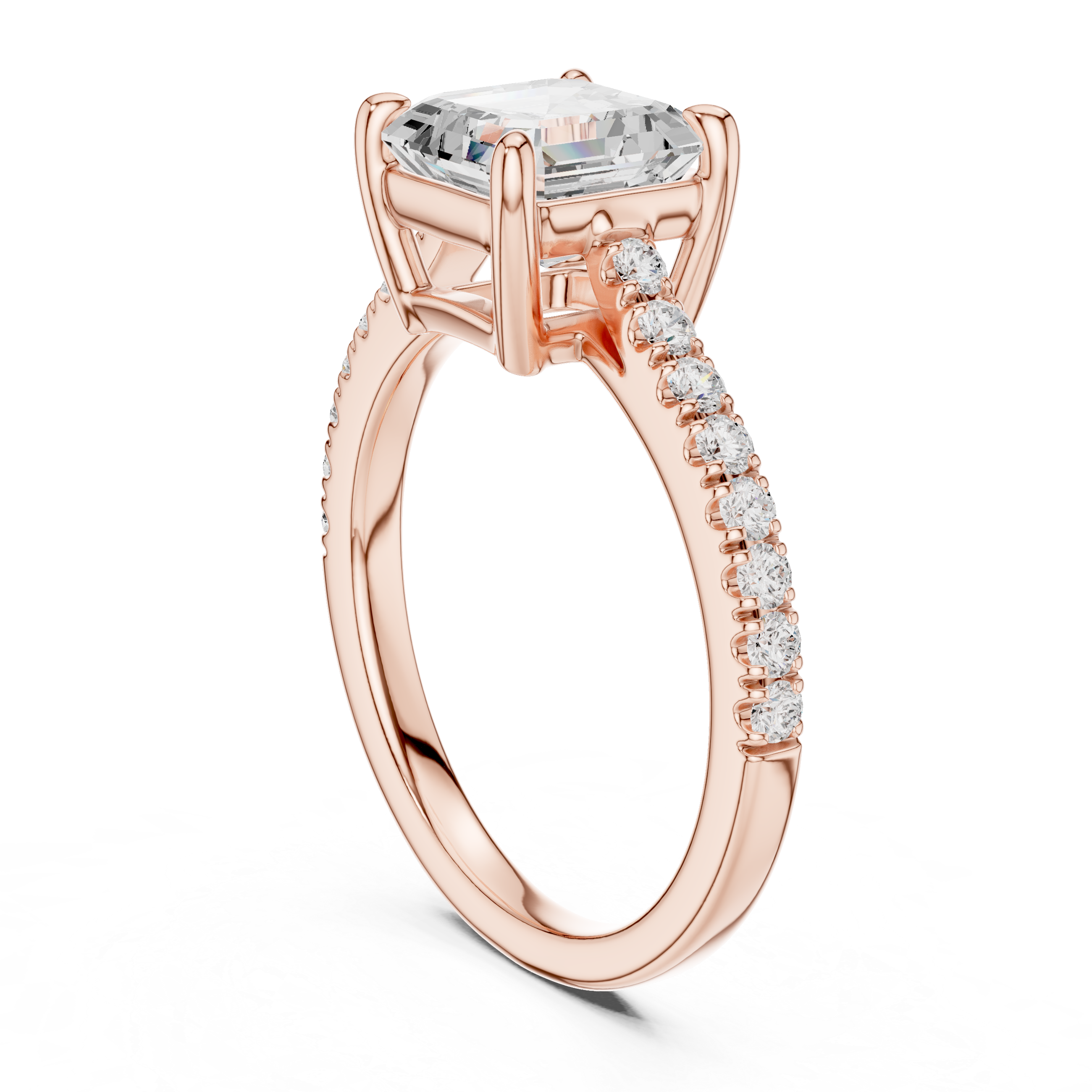 Signature Asscher Cut Engagement Ring | Sleek Pave Set Design