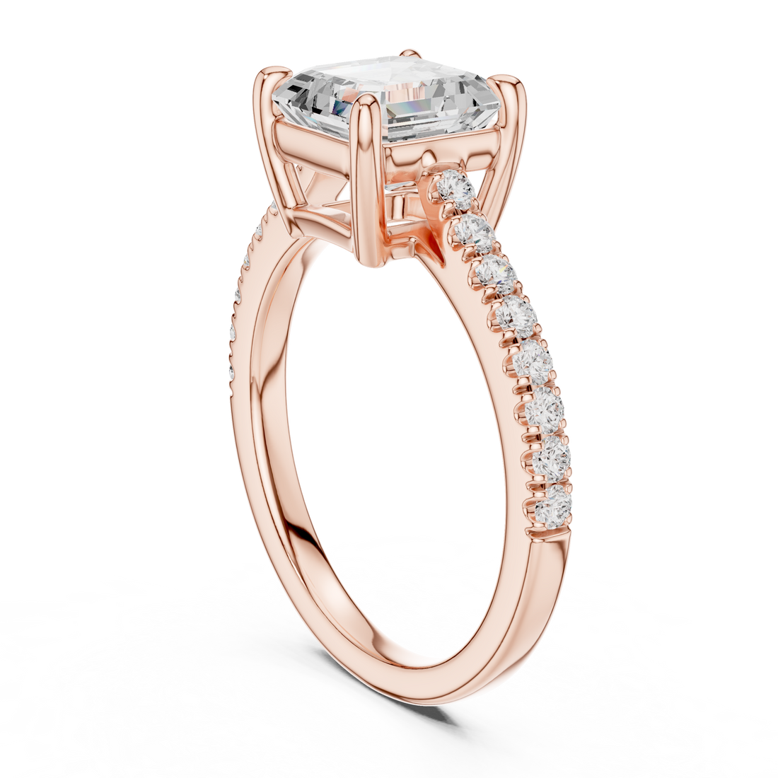 Signature Asscher Cut Engagement Ring | Sleek Pave Set Design