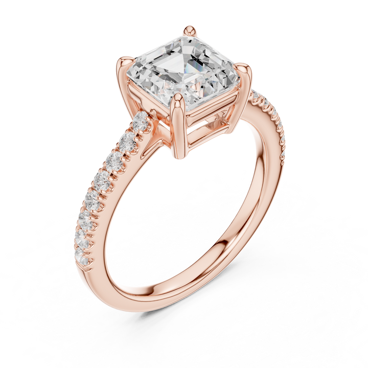 Signature Asscher Cut Engagement Ring | Sleek Pave Set Design