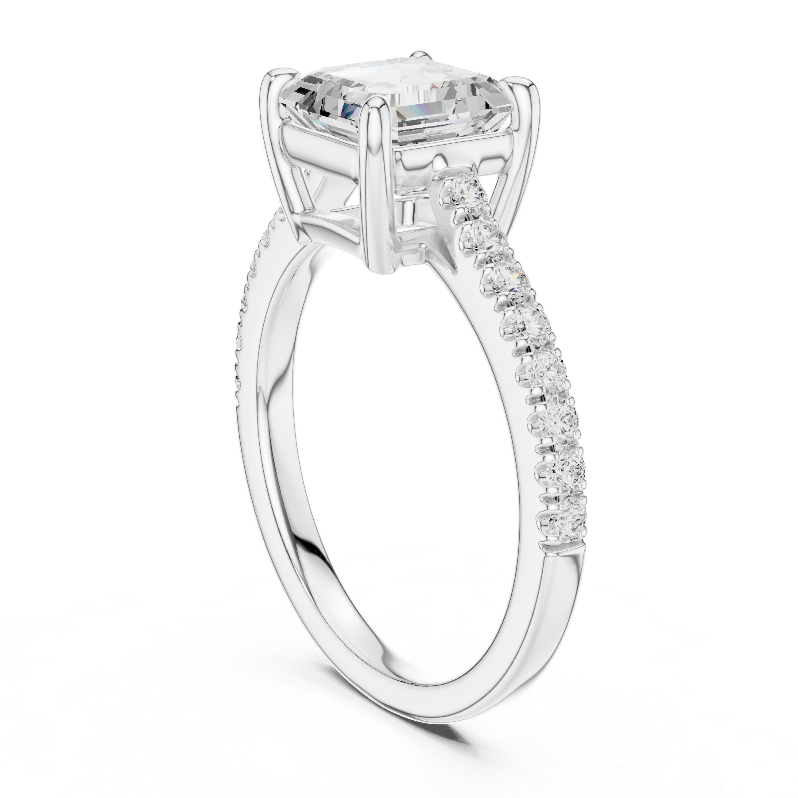 Signature Asscher Cut Engagement Ring | Sleek Pave Set Design