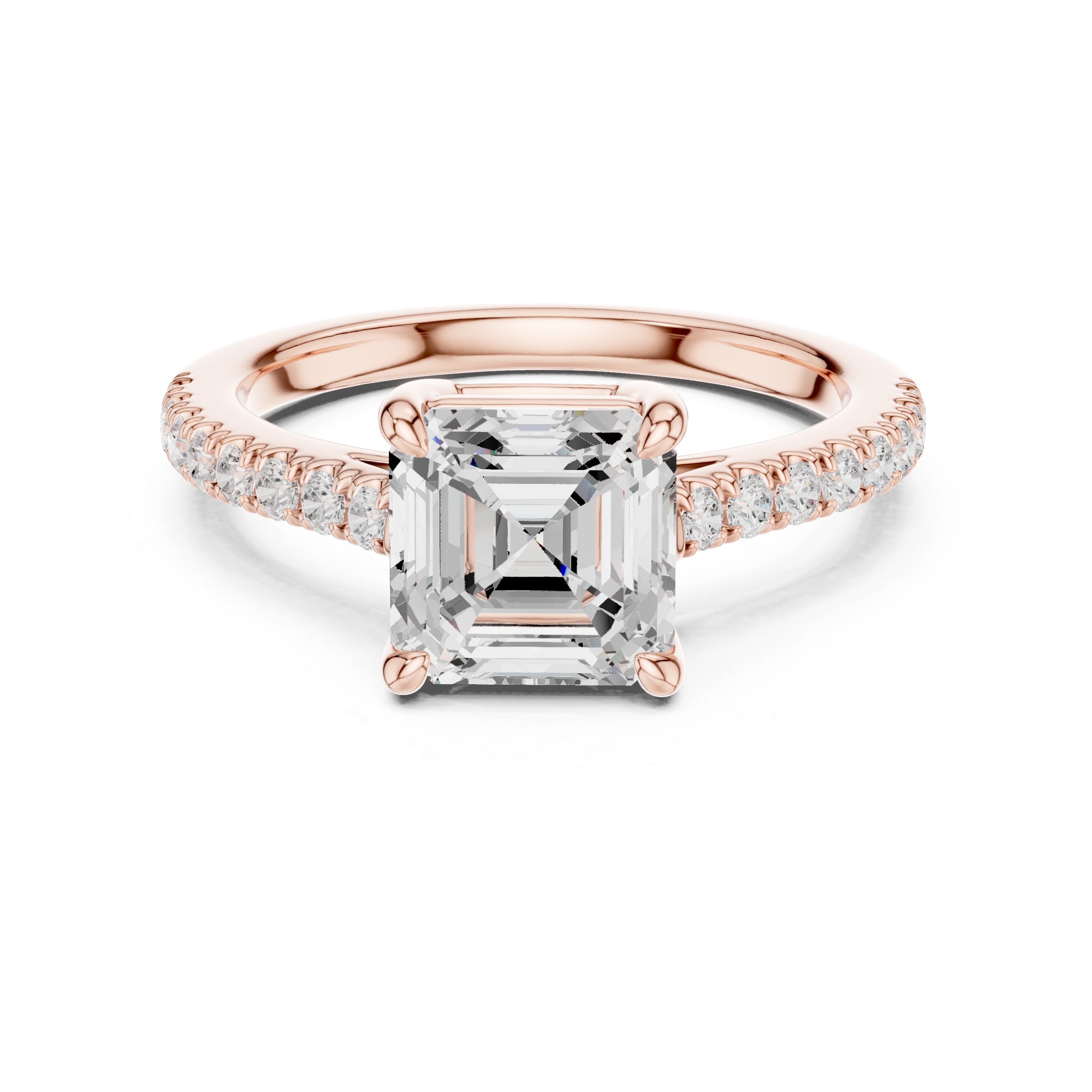 Signature Asscher Cut Engagement Ring | Sleek Pave Set Design