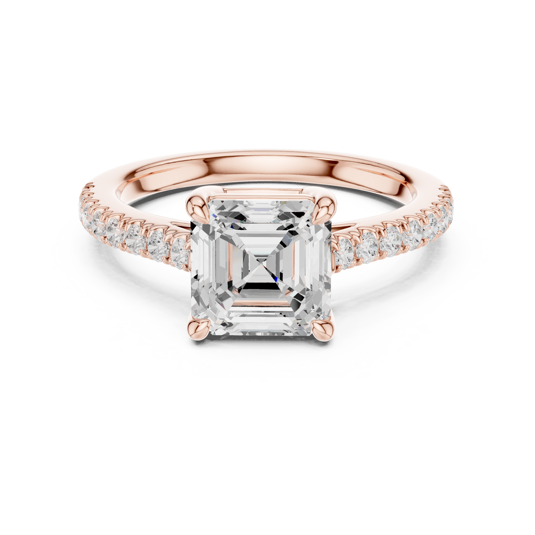 Signature Asscher Cut Engagement Ring | Sleek Pave Set Design