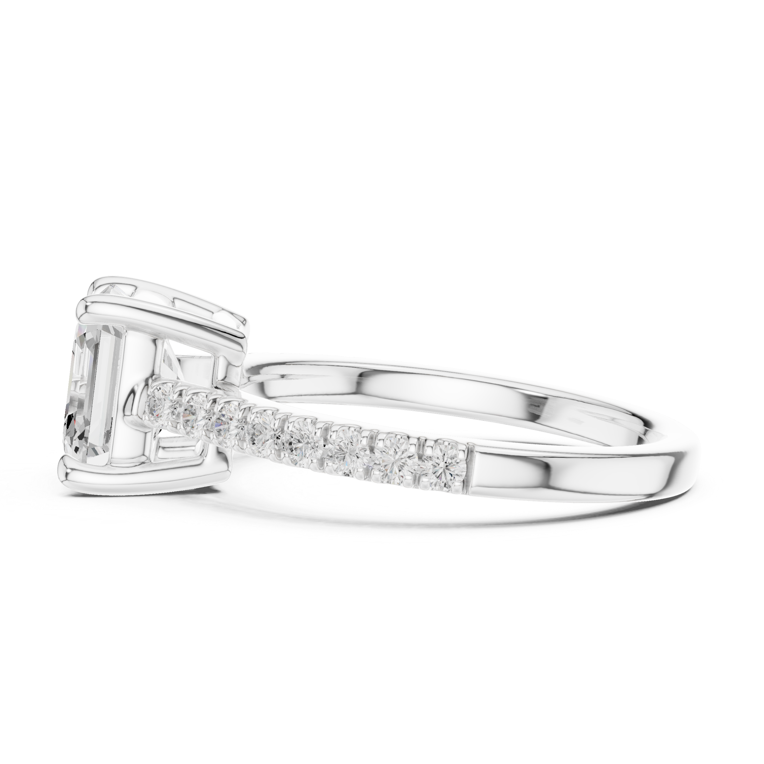 Signature Asscher Cut Engagement Ring | Sleek Pave Set Design