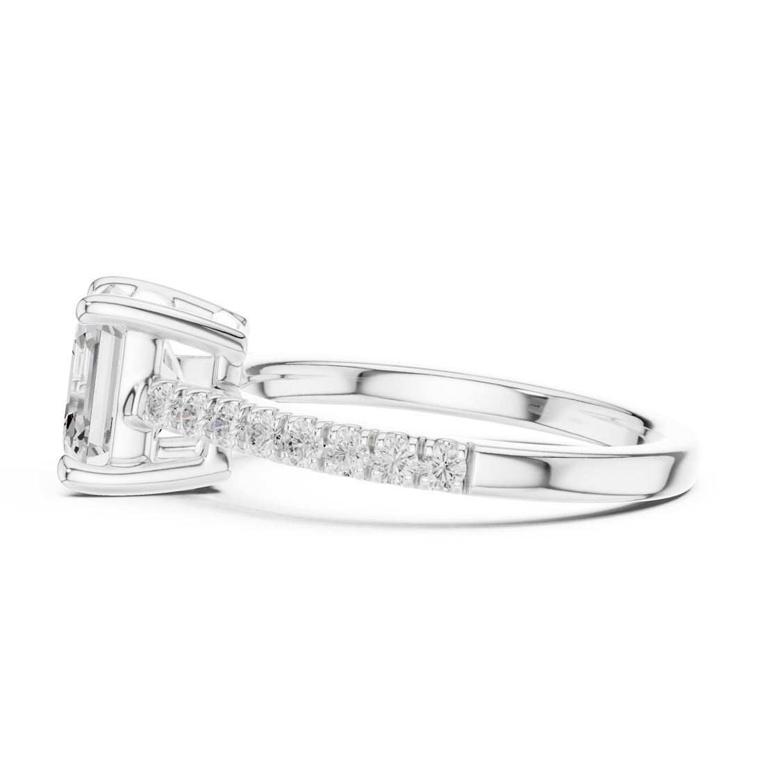 Signature Asscher Cut Engagement Ring | Sleek Pave Set Design