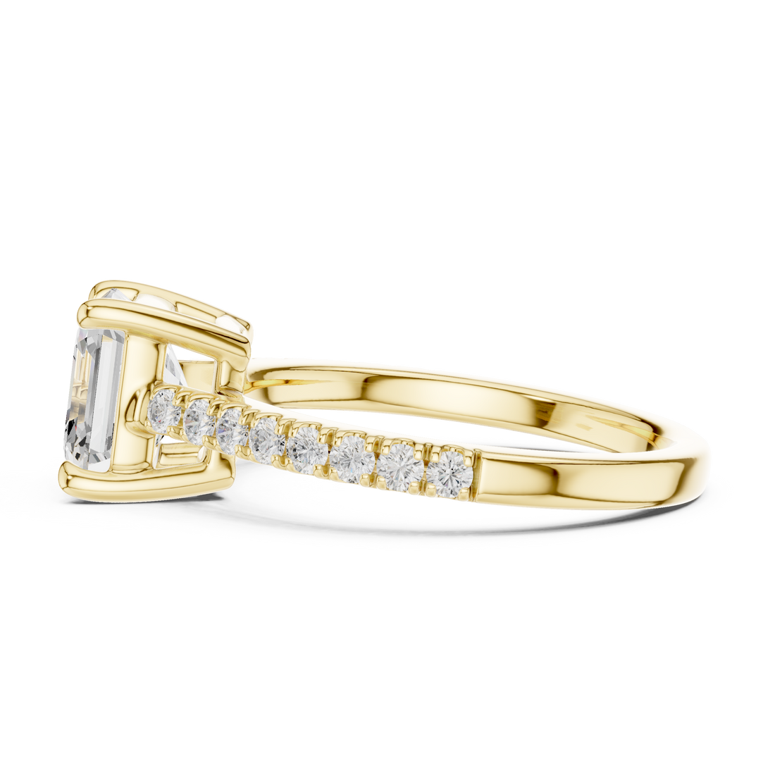 Signature Asscher Cut Engagement Ring | Sleek Pave Set Design