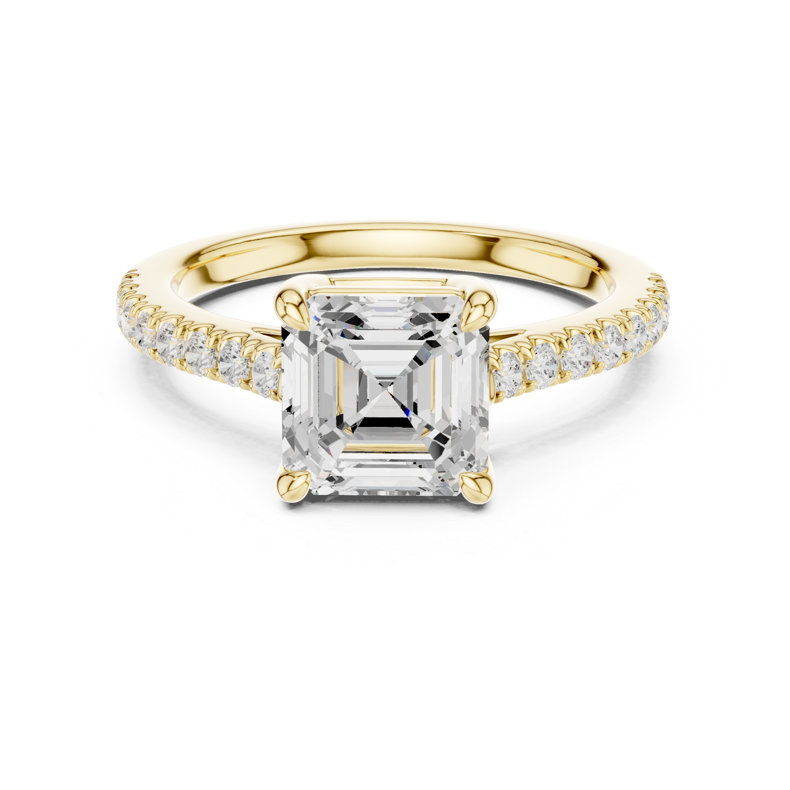 Signature Asscher Cut Engagement Ring | Sleek Pave Set Design