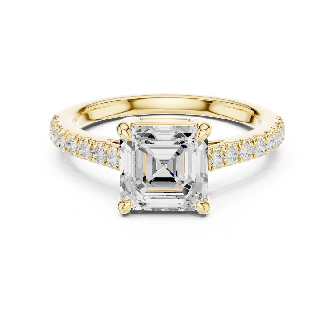Signature Asscher Cut Engagement Ring | Sleek Pave Set Design