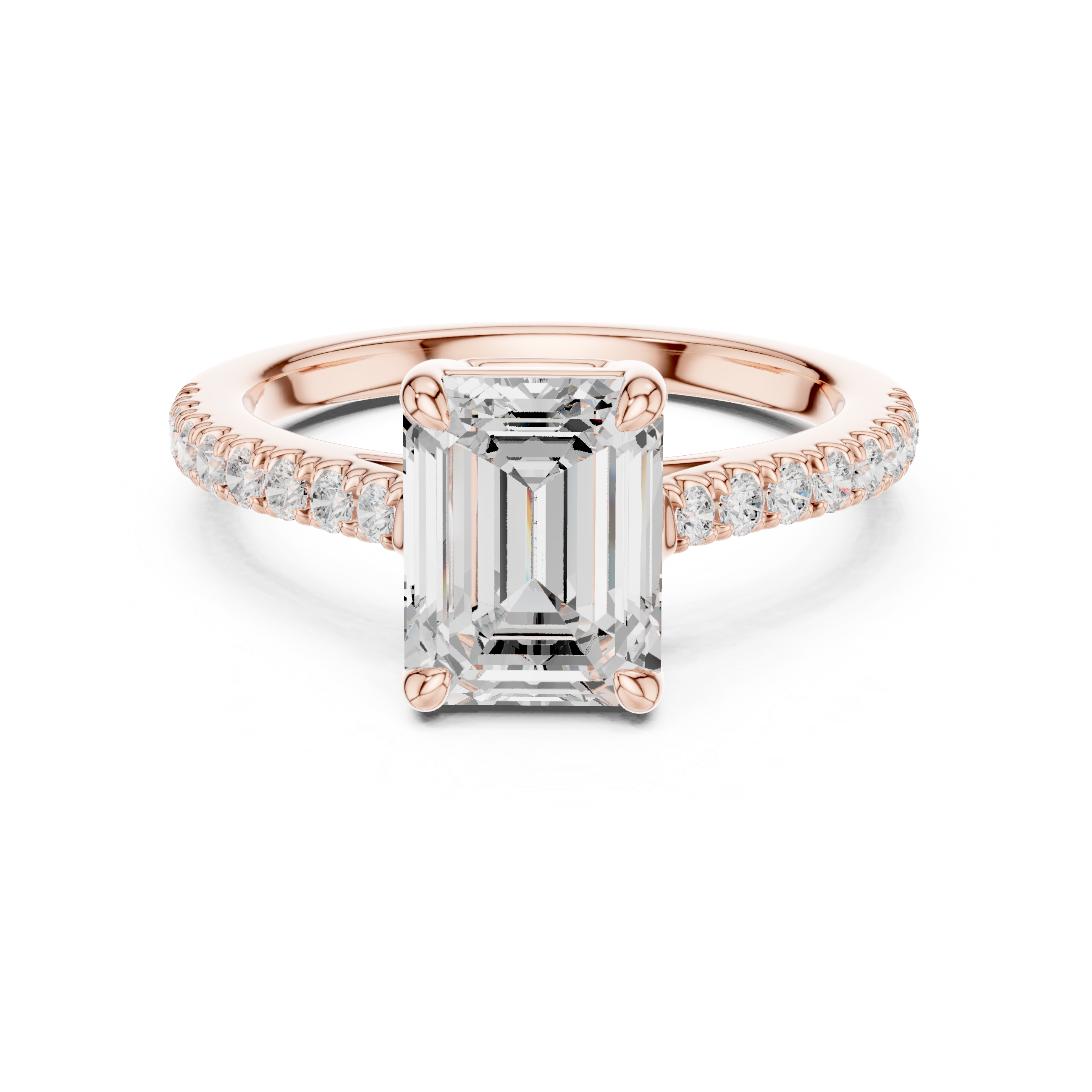 Minimalist Emerald Cut Diamond Ring | Slim Pave Engagement Ring