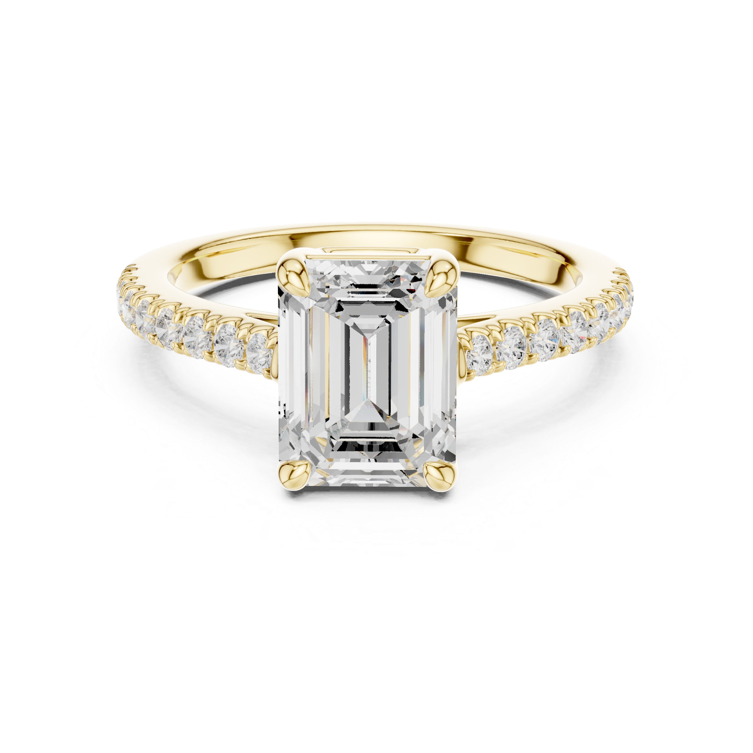 Minimalist Emerald Cut Diamond Ring | Slim Pave Engagement Ring