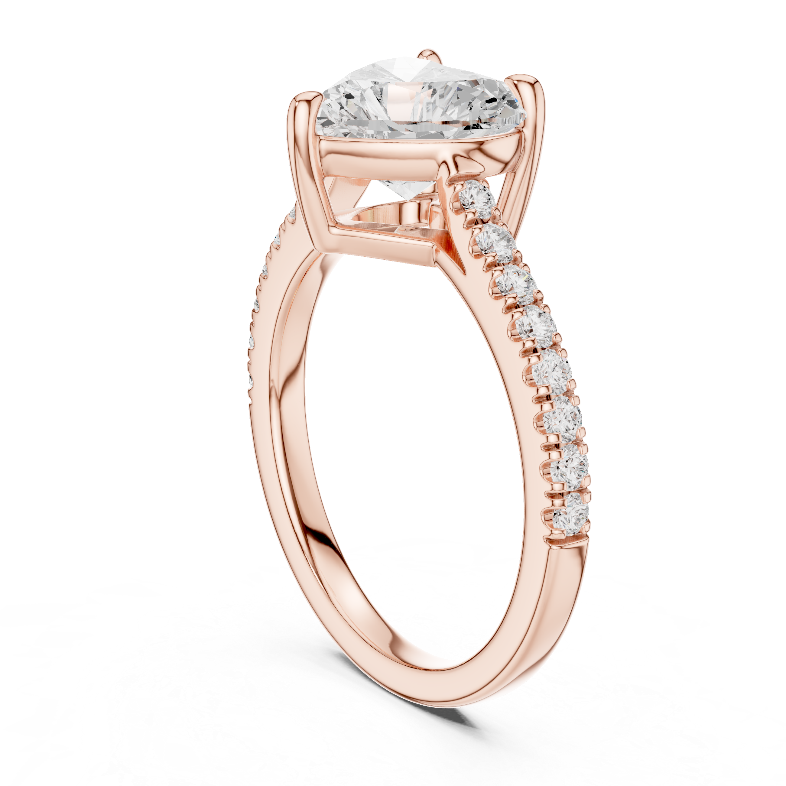 Romantic Heart Cut Engagement Ring | Hidden Sparkle Pave Shank