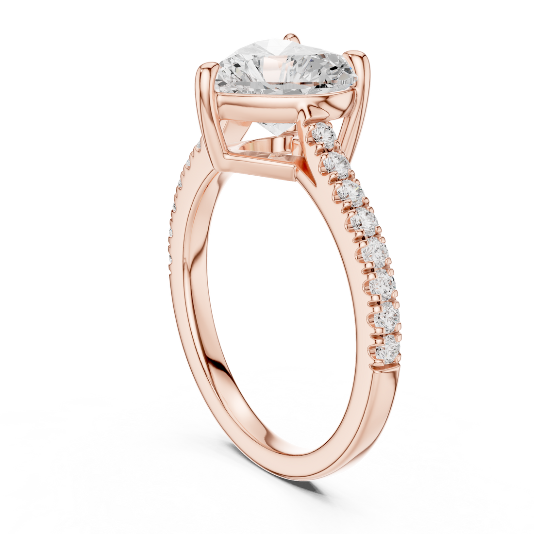 Romantic Heart Cut Engagement Ring | Hidden Sparkle Pave Shank