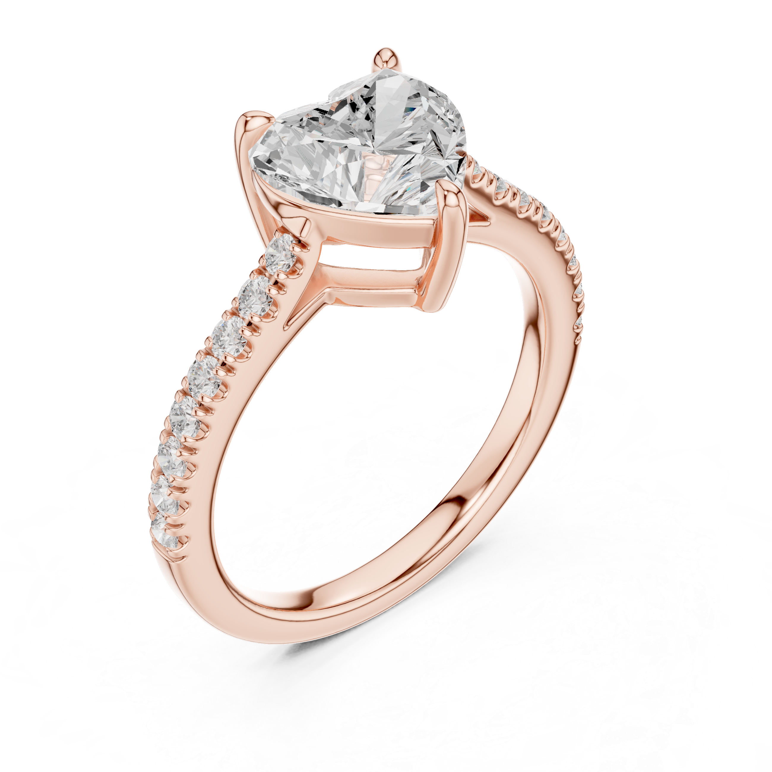 Romantic Heart Cut Engagement Ring | Hidden Sparkle Pave Shank