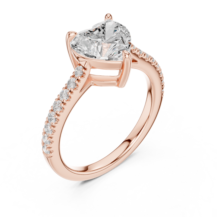 Romantic Heart Cut Engagement Ring | Hidden Sparkle Pave Shank