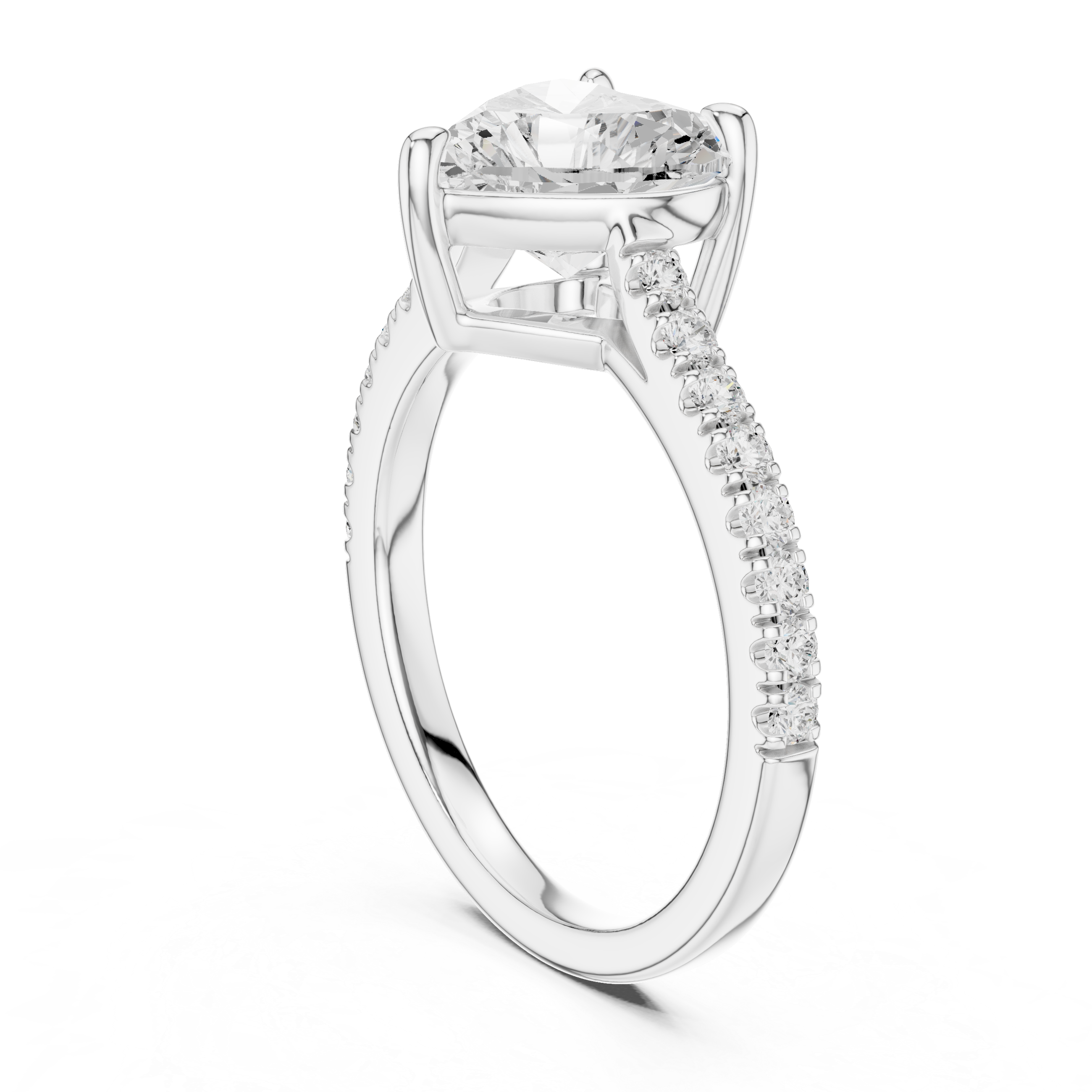 Romantic Heart Cut Engagement Ring | Hidden Sparkle Pave Shank
