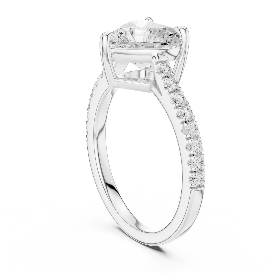 Romantic Heart Cut Engagement Ring | Hidden Sparkle Pave Shank