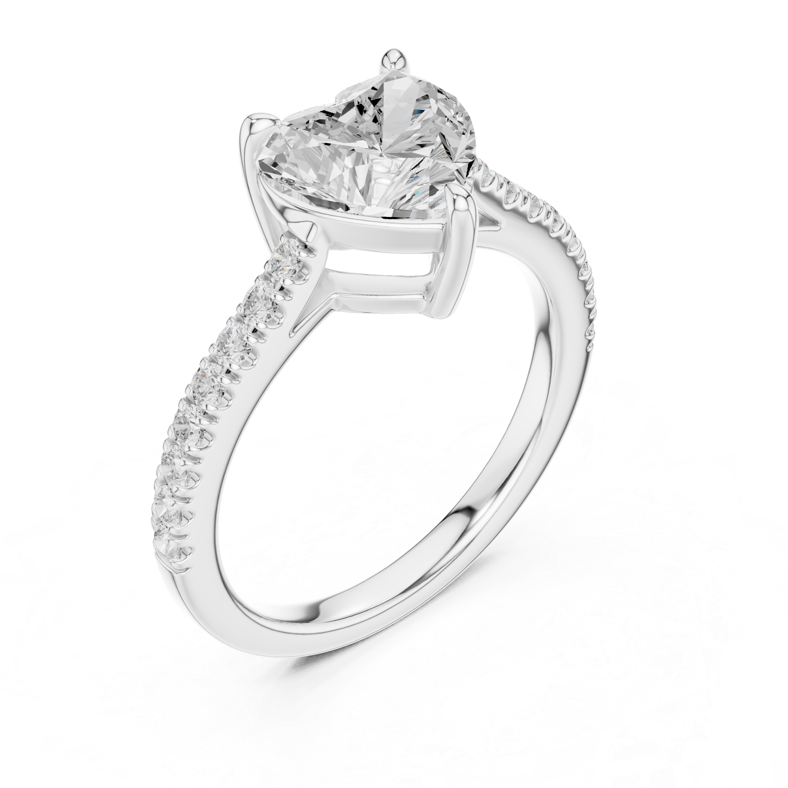 Romantic Heart Cut Engagement Ring | Hidden Sparkle Pave Shank