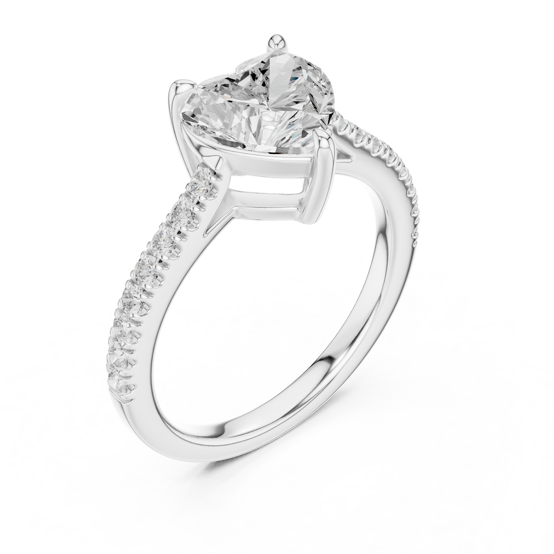 Romantic Heart Cut Engagement Ring | Hidden Sparkle Pave Shank