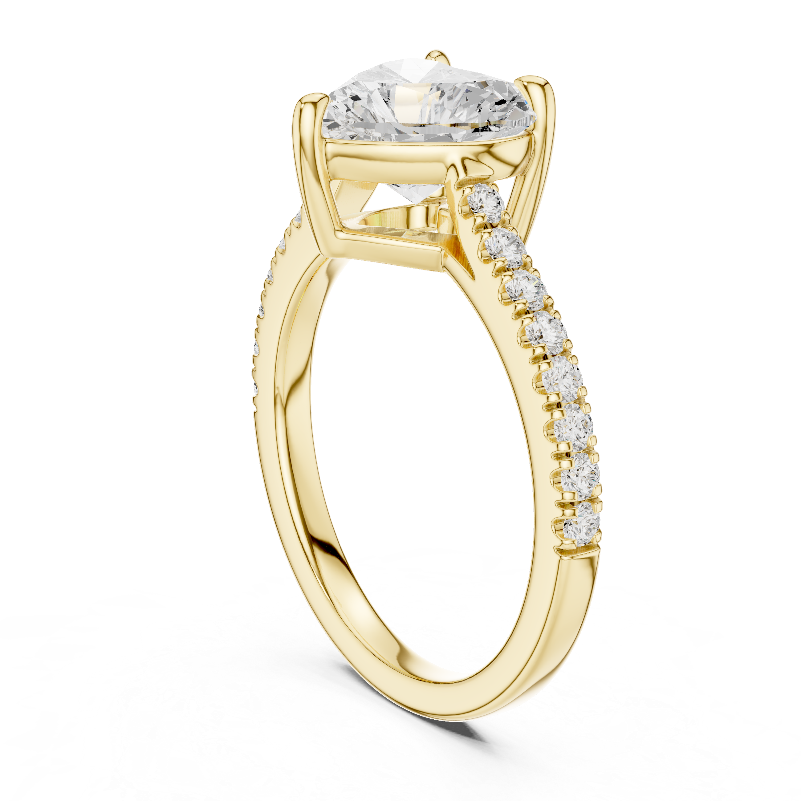 Romantic Heart Cut Engagement Ring | Hidden Sparkle Pave Shank