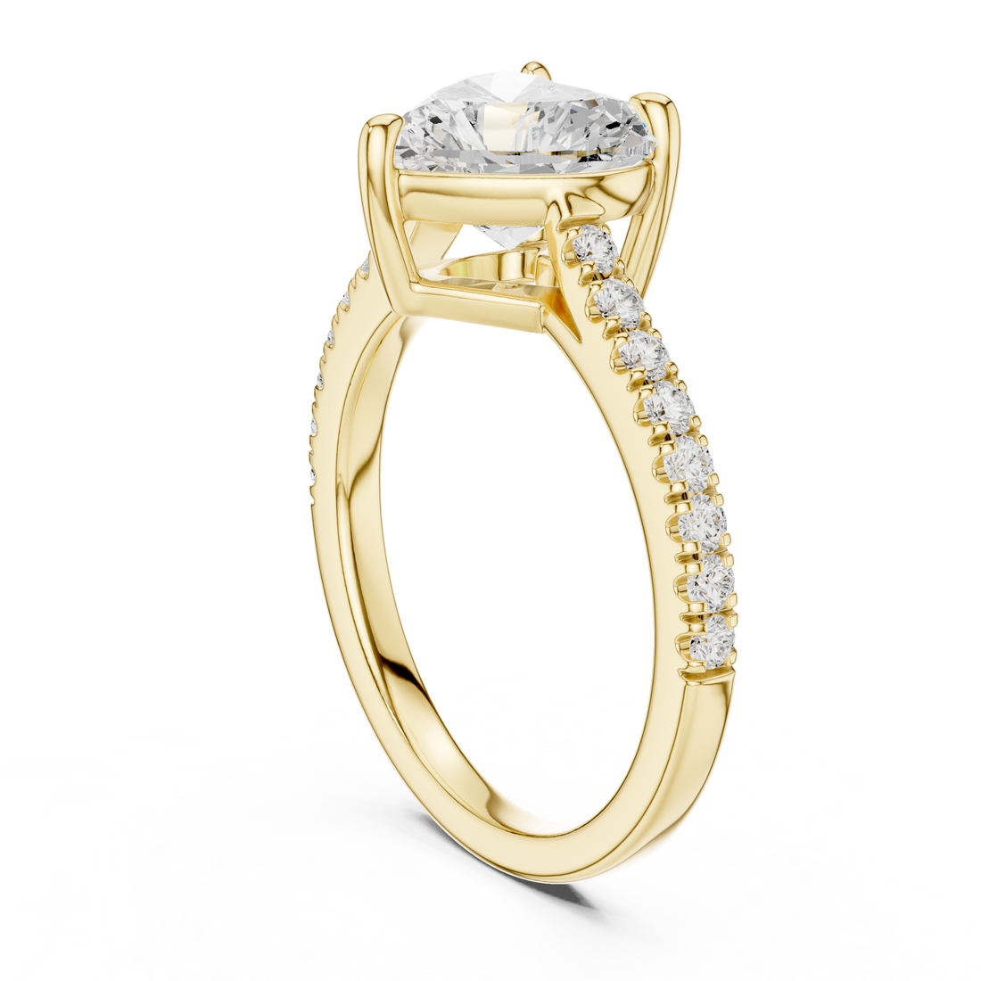 Romantic Heart Cut Engagement Ring | Hidden Sparkle Pave Shank