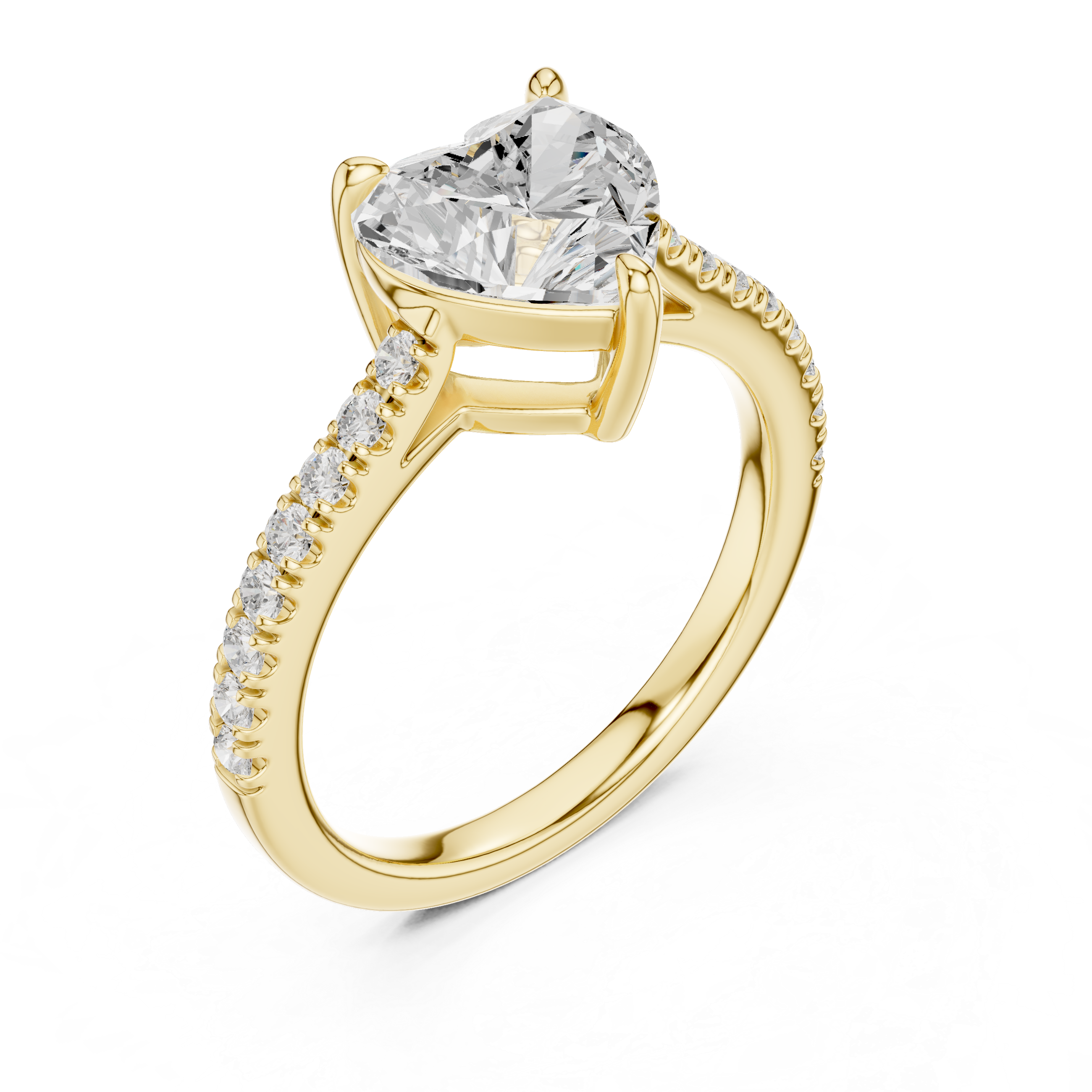 Romantic Heart Cut Engagement Ring | Hidden Sparkle Pave Shank