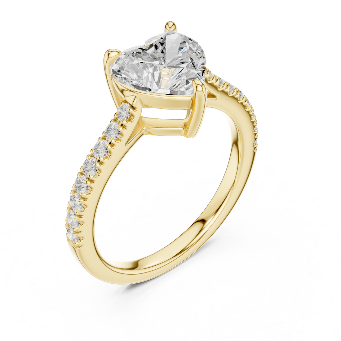 Romantic Heart Cut Engagement Ring | Hidden Sparkle Pave Shank