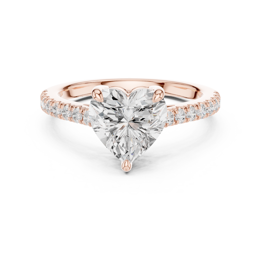 Romantic Heart Cut Engagement Ring | Hidden Sparkle Pave Shank